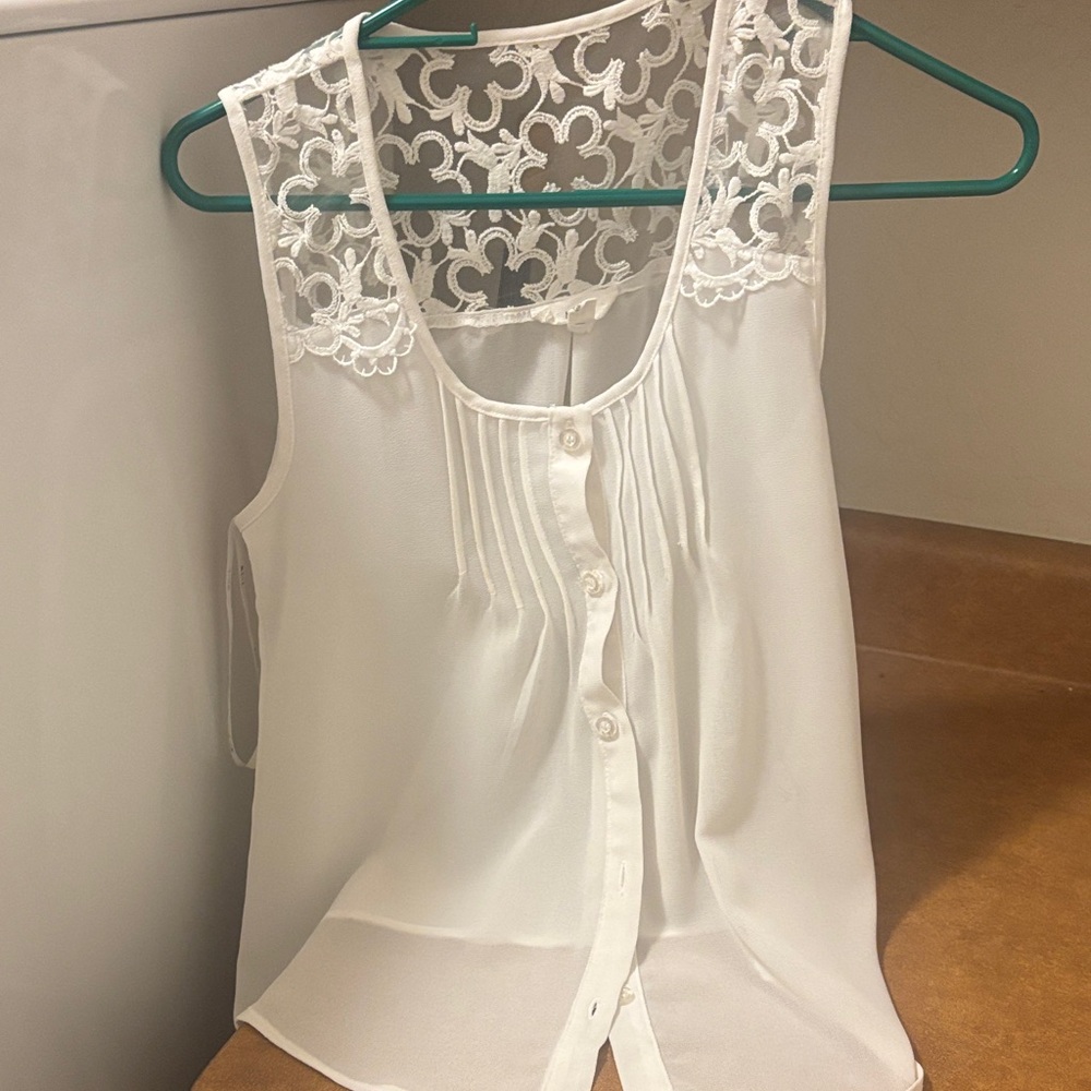 Dressy Sleeveless Blouse with Lacy Detail